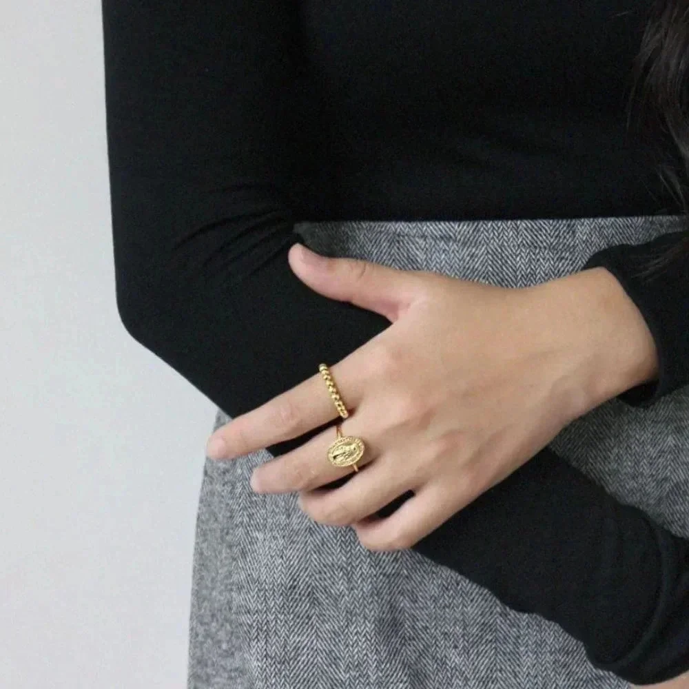 Minimalist 925 Sterling Silver Bead Ring Thin Ring Band Adjustable
